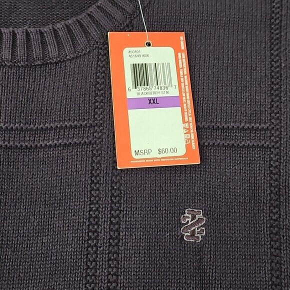 Izod Luxury Sport Blackberry Purple Chunky Cable Knit Sweater Men's XXL NWT NEW - Picture 6 of 16